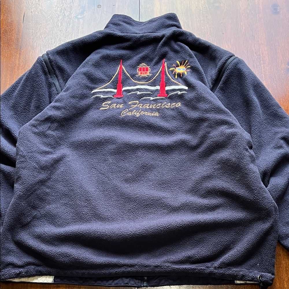 San Francisco Embroidered reversible Fleece Jacket/Vest Size L